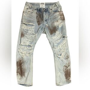One Teaspoon Distressed Paint Splatter Jeans(Size 26)